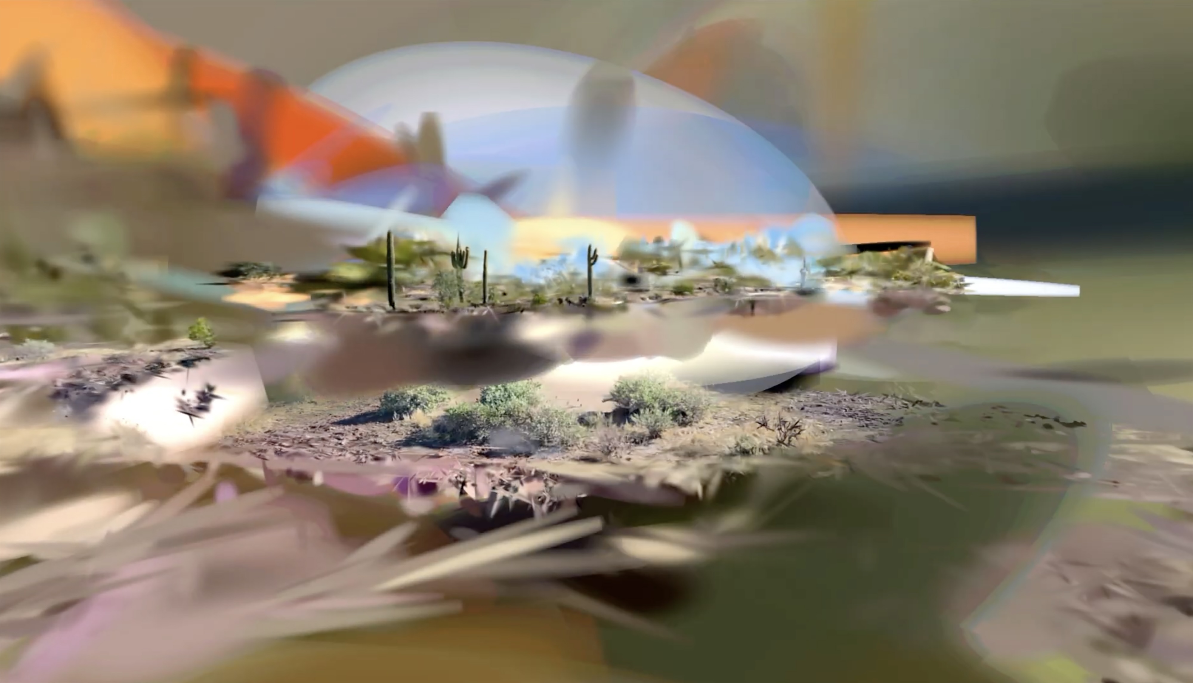 GroundTruthing.Schrapnel. Still from real-time 3D field reconstructions. Kim Zumpfe and Luke Quezada. 2026. Courtesy of the artists. GroundTruthing.Schrapnel (still). Kim Zumpfe and Luke Quezada. 2026. Courtesy of the artists.