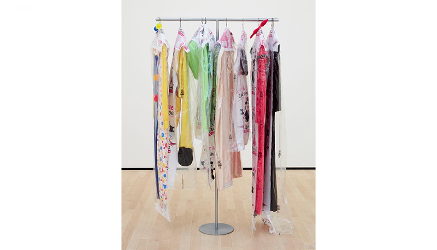Ellen Schafer, “Adult Costume,” installation view, University Art Gallery, UC Irvine © 2020. Photo: Paul Salveson. Ellen Schafer, “Adult Costume,” installation view, UC Irvine © 2020. Photo: Paul Salveson.