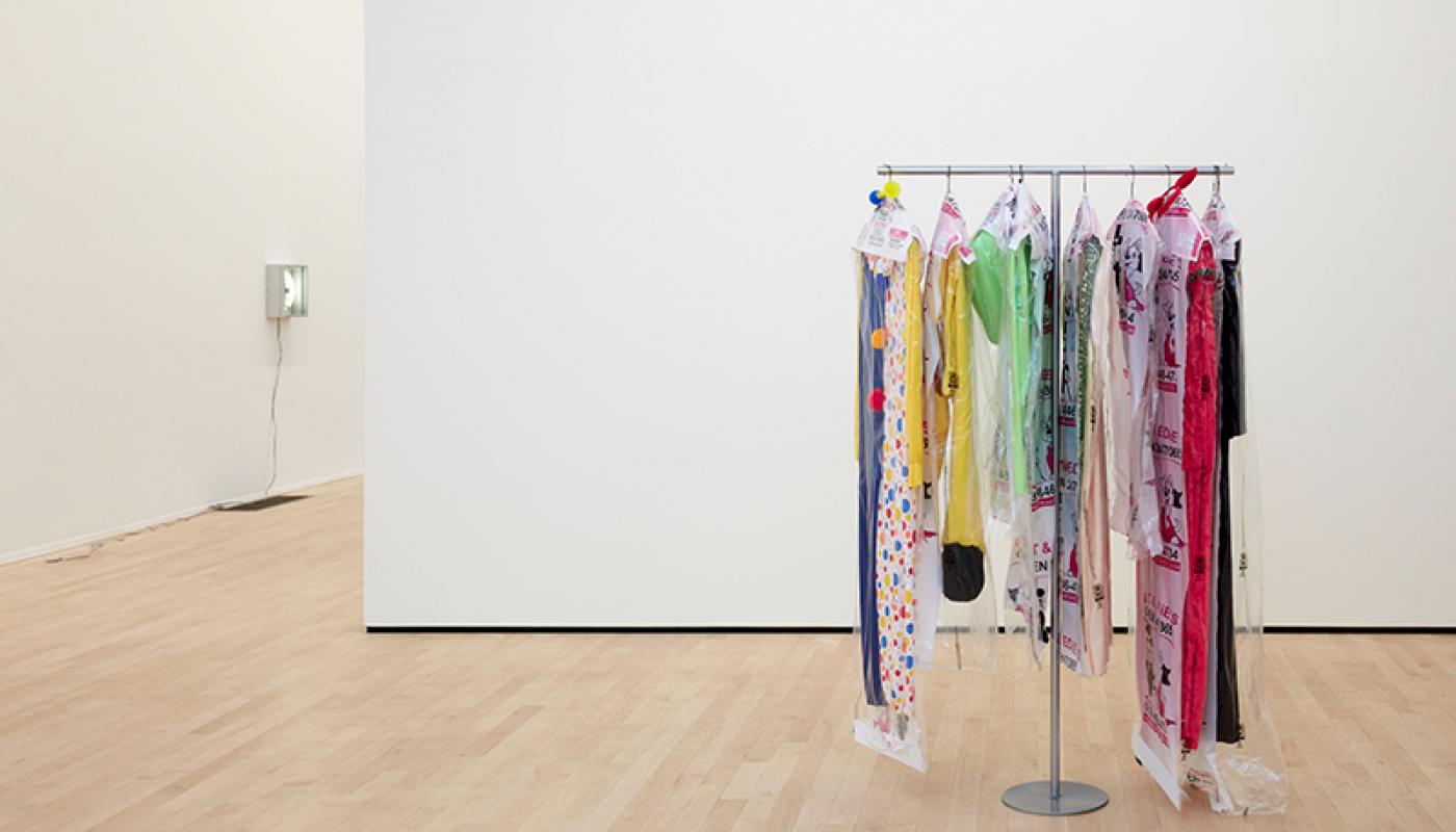 Ellen Schafer, “Adult Costume,” installation view, University Art Gallery, UC Irvine © 2020. Photo: Paul Salveson. Ellen Schafer, “Adult Costume,” installation view, UC Irvine © 2020. Photo: Paul Salveson.