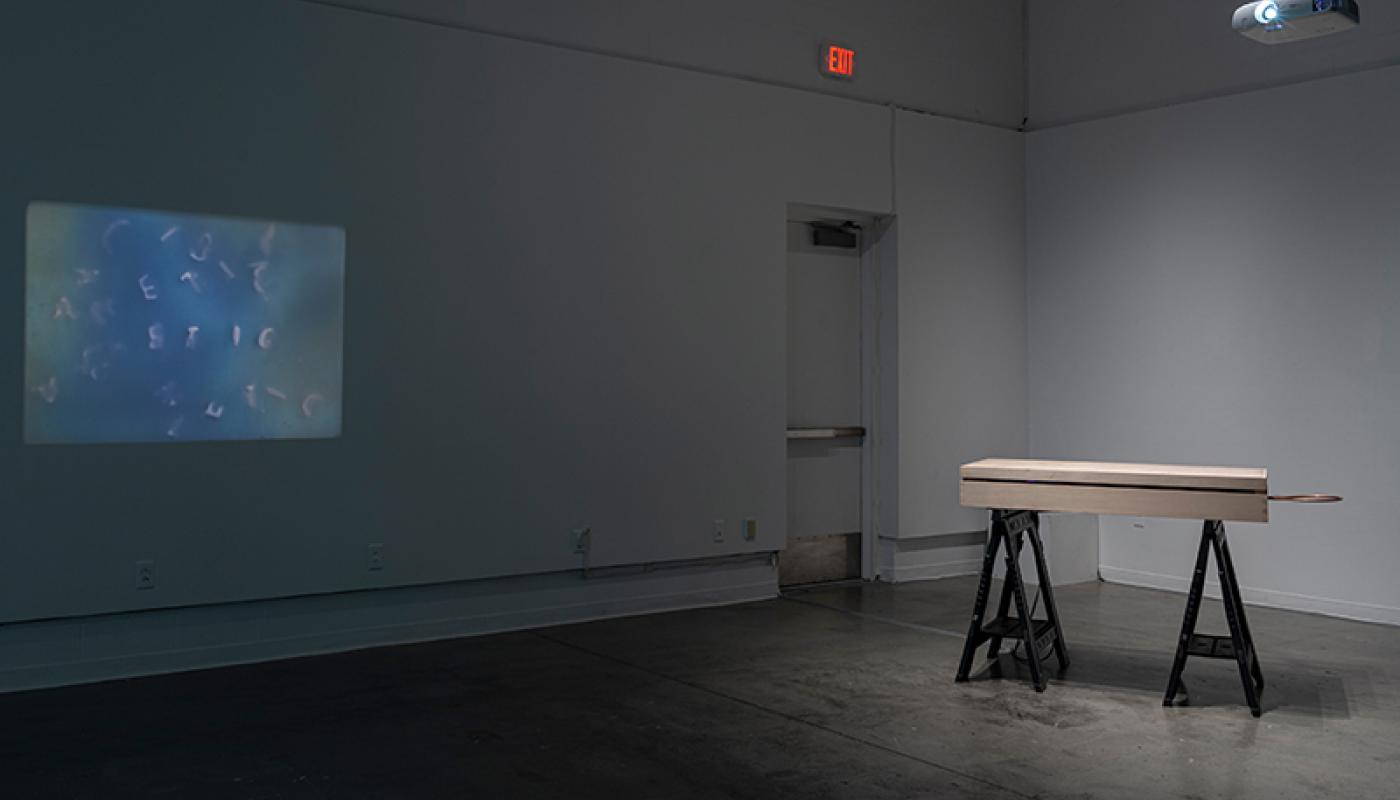Morgan Cuppet-Michelsen, “Codex, Kodaks, Codecs” installation view. Room Gallery, UC Irvine © 2020. Courtesy of the artist. Morgan Cuppet-Michelsen, “Codex, Kodaks, Codecs”