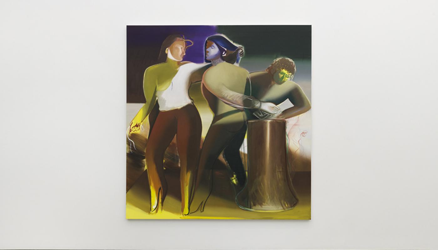"Liaison," 2019, Oil on Linen, 82.7 x 78.75 inches. 