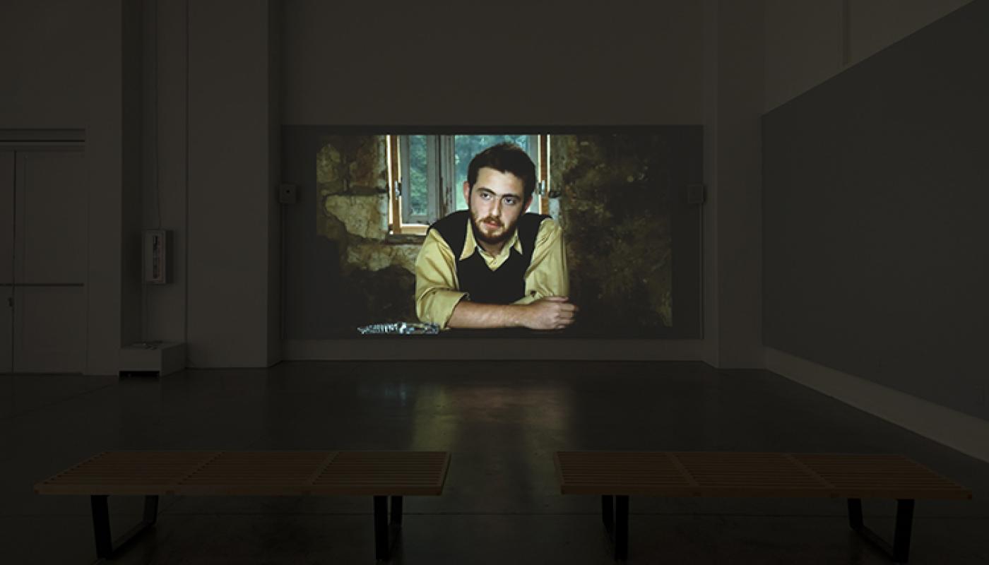 Beirut Lab 1975(2020) installation view: Rania and Raed Rafei, "74 (The Reconstitution of a Struggle)," University Art Galleries, UC Irvine © 2019 Photo: Jeff McLane